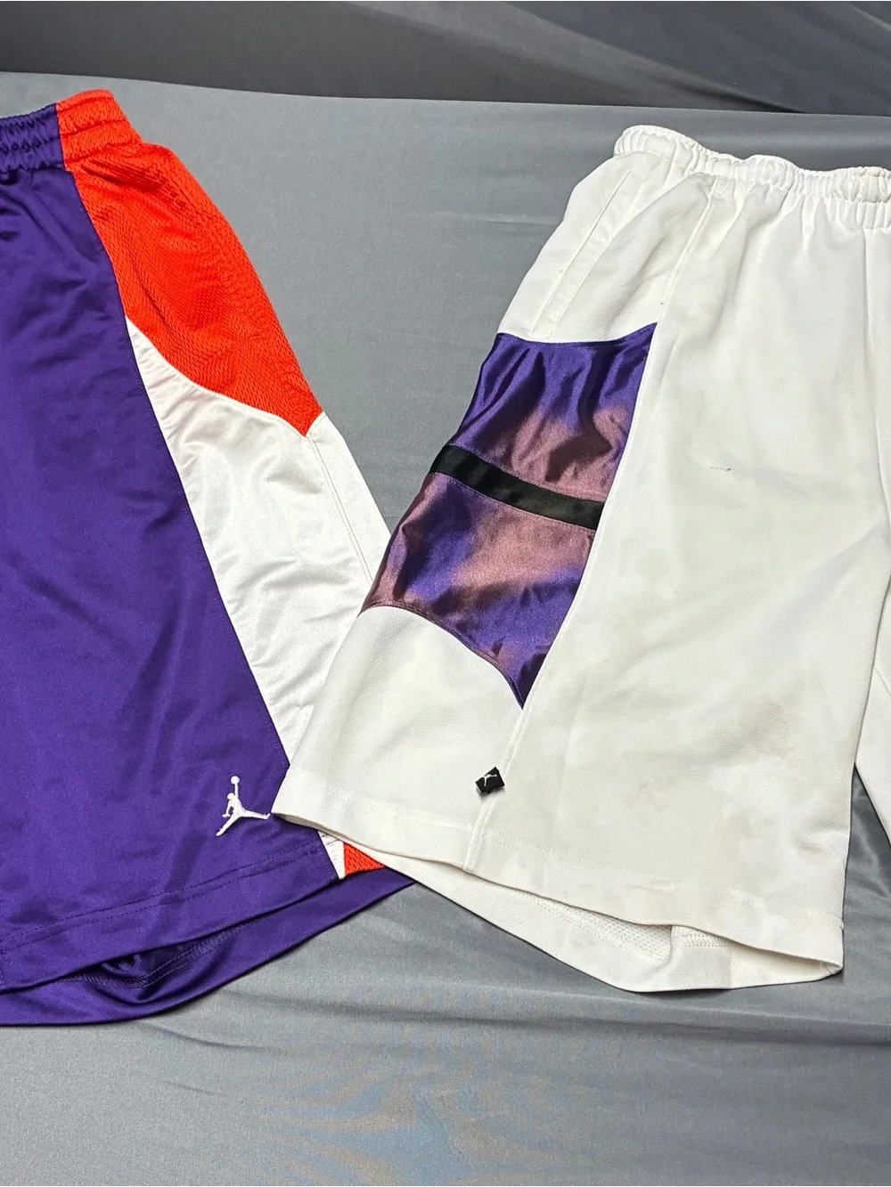 Jordan Brand Basketball Shorts 2-Pair Lot Purple Orange & White Purple Men’s M/L
